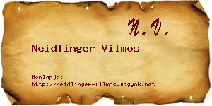 Neidlinger Vilmos névjegykártya